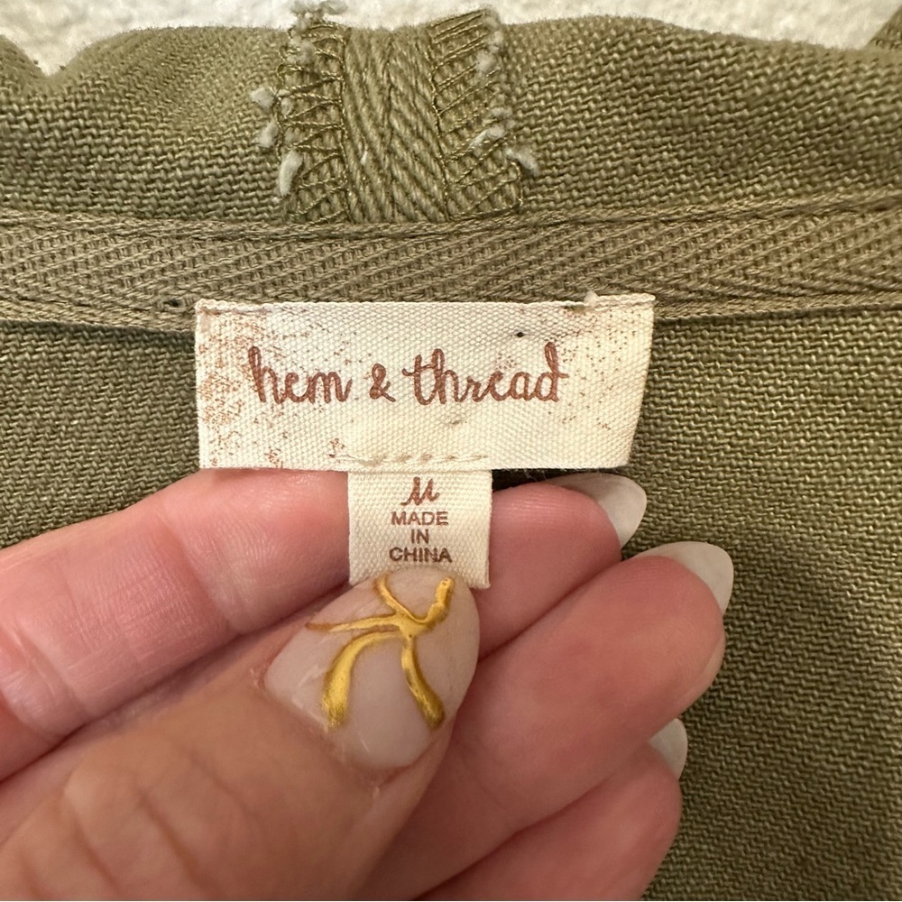 Hem & Thread Cropped Olive Green Women's Jacket - Picture 8 of 12